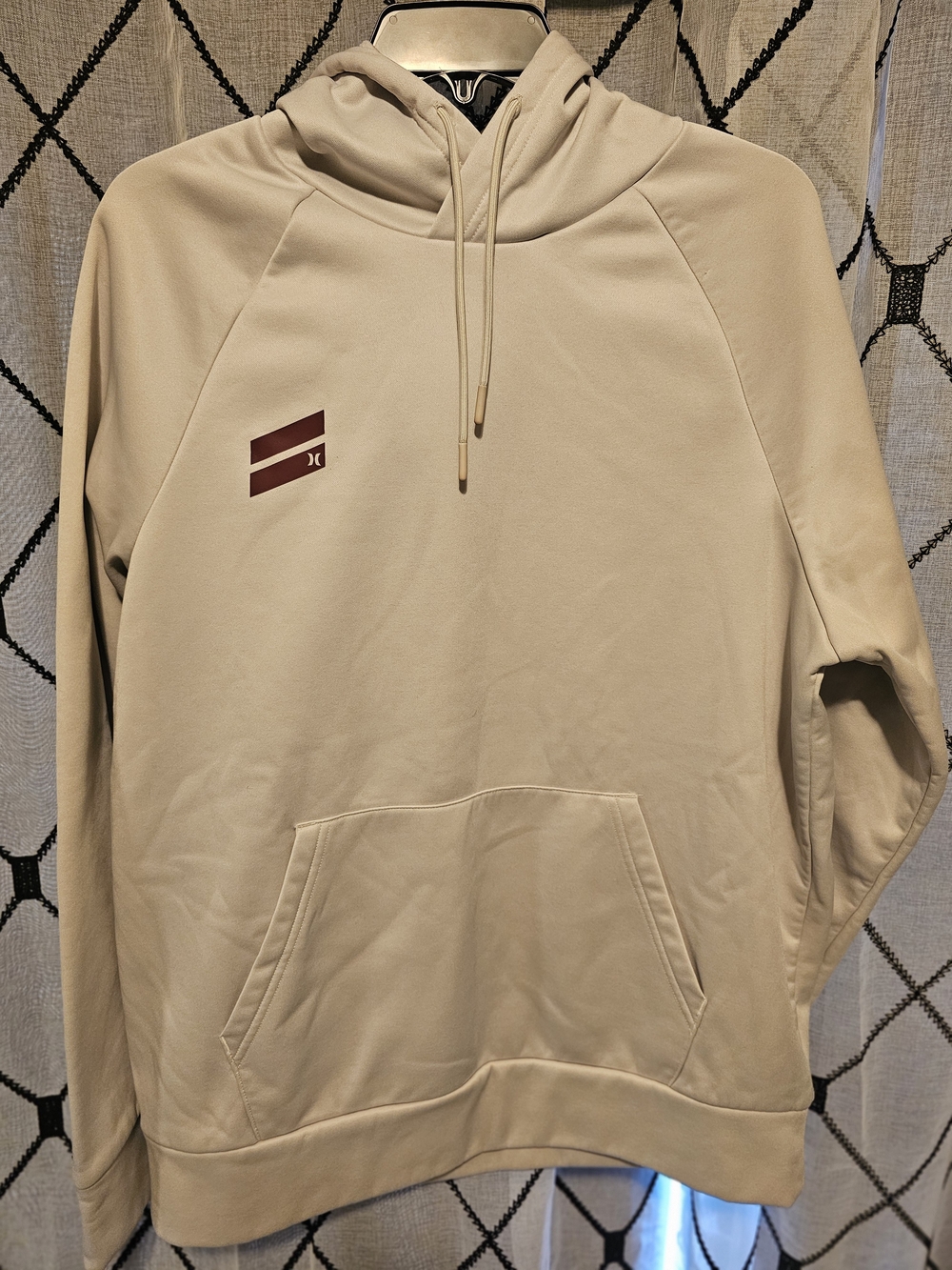 Hurley Cream Pullover Hoodie with Maroon Logo